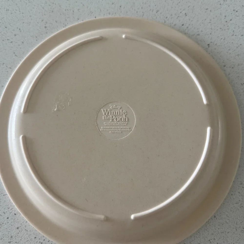 Disney Winnie the Pooh Plate Kids 8in Cream Excellent Melamine Honey Bee Quote